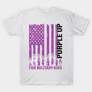 Purple Up For Military Kids Military Child Month USA Flag T-Shirt